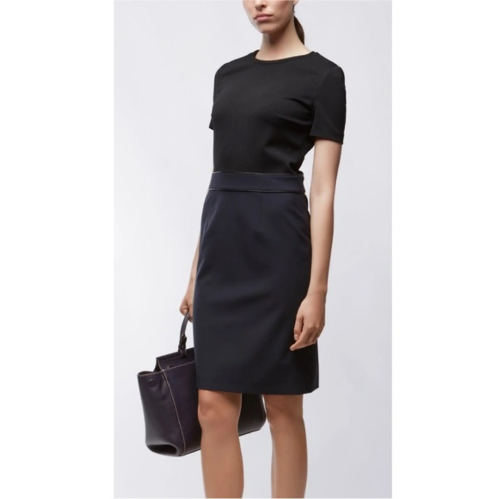 Hugo Boss Two-Tone Black & Blue Short Sleeve Office Dress - Size 4